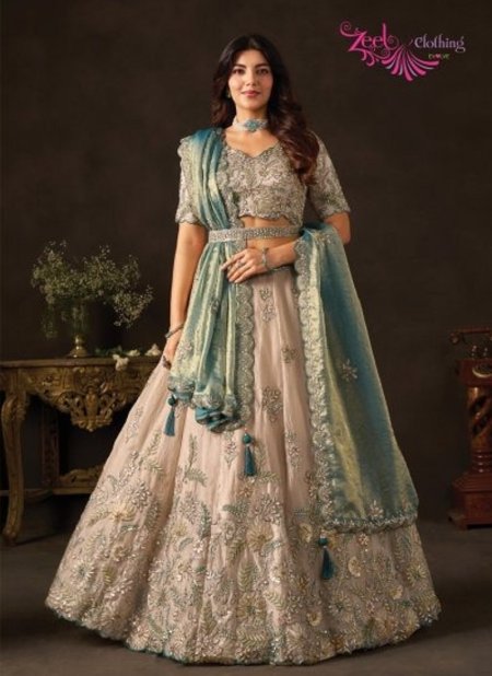 Teal Gold Lashkara By Zeel Fendy Silk With Sequence Work Lehenga Choli 6019